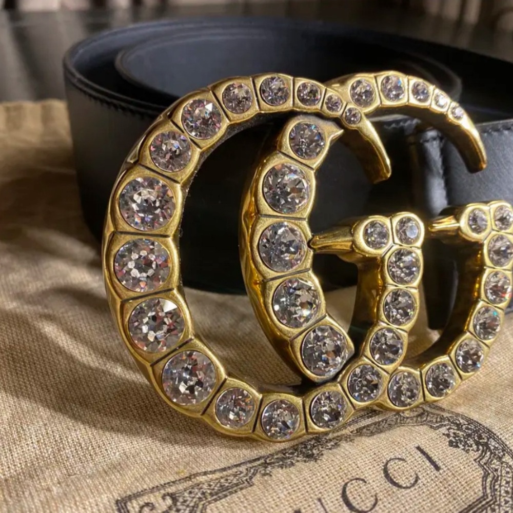 Gucci Extra Wide Crystal GG Marmont Belt. - Picture 2 of 7